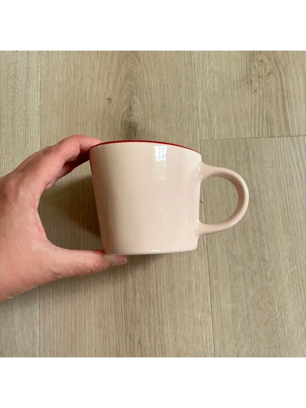 Threshold NWOT Pink w/Red Trim Heart Shaped Stoneware Mug
